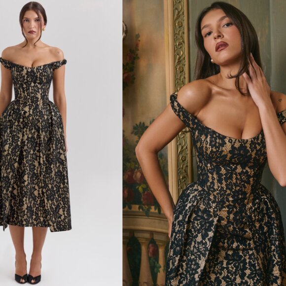 House of CB | Dresses | House Of Cb Charming Black Gold Lace Off Shoulder Midi Gown Nwot | Poshmark House of CB | Dresses | House Of Cb Charming Black Gold Lace Off Shoulder Midi Gown Nwot | Poshmark